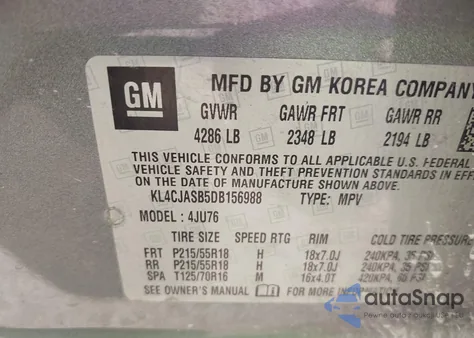 2013 Buick Encore from USA, damaged, VIN KL4CJASB5DB156988